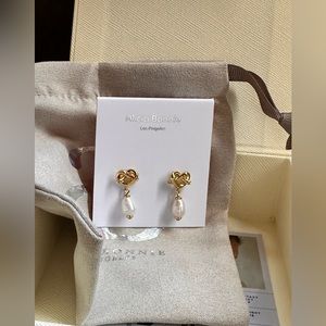 Alicia Bonnie Gold CZ Pearl Pretzel Earrings